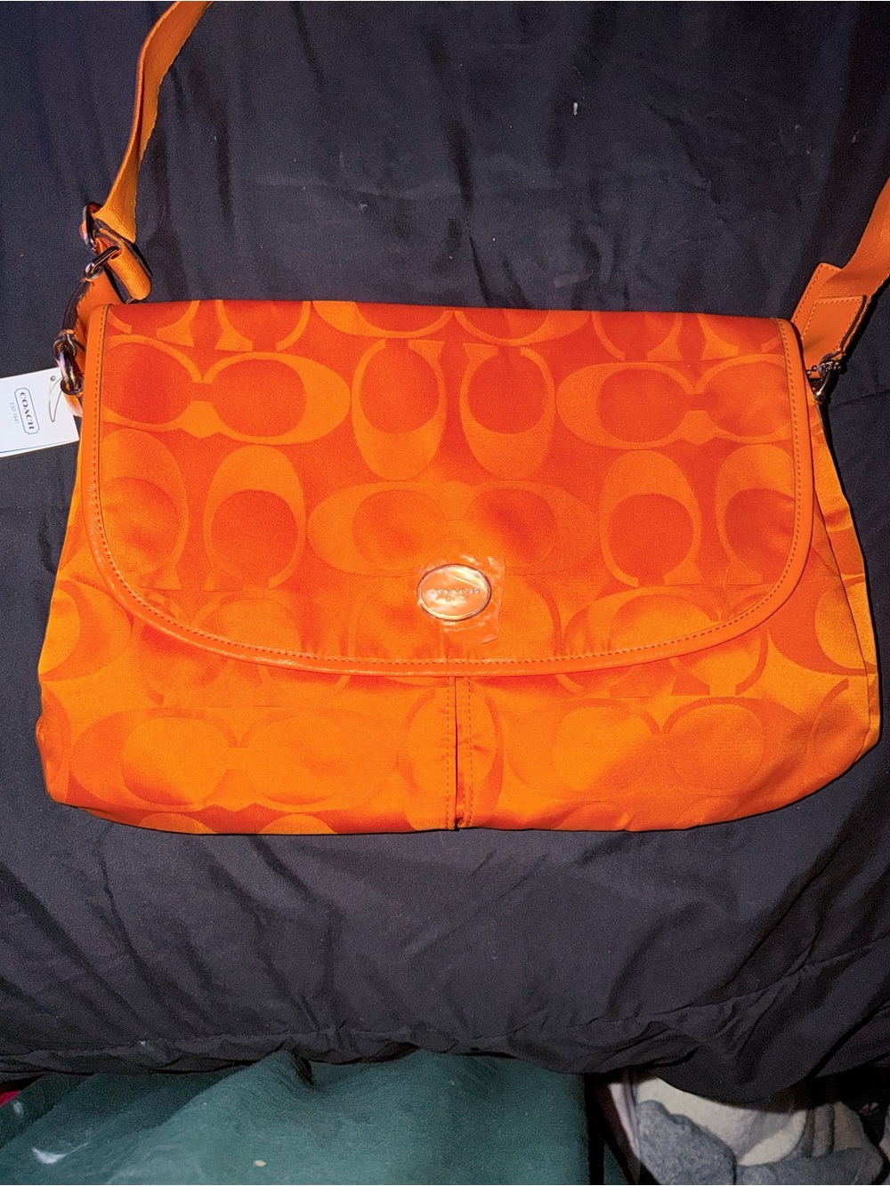 Coach Orange Signature Nylon Crossbody Messenger - Picture 5 of 5